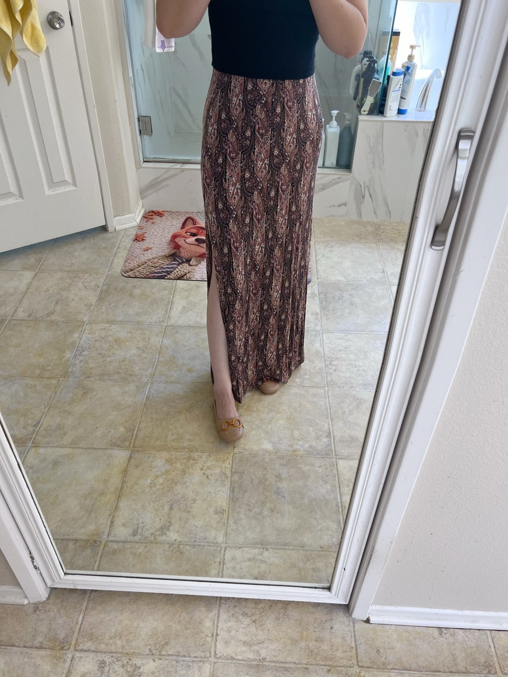 American Eagle Size S Paisley Maxi Skirt with Side Slit